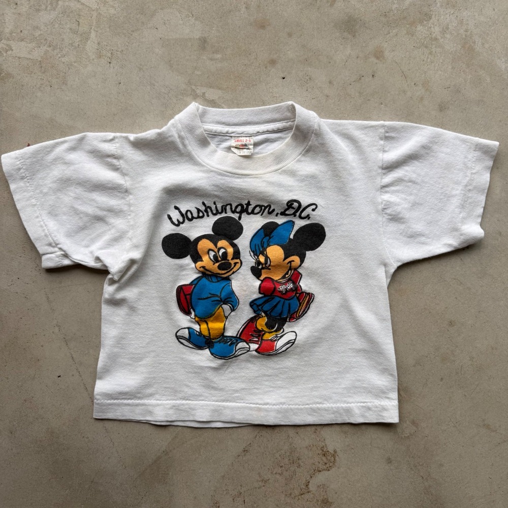 Vintage Fruit of the Loom Mickey Minnie Mouse Washington DC Kids Shirt White 2-4
